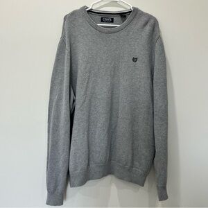 Chaps Pullover Sweater Mens Size XL Gray Cotton Crew Neck Chest Logo